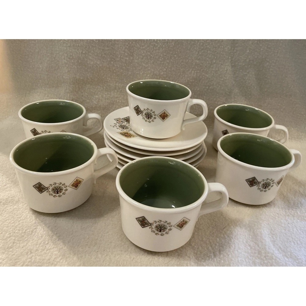 Vintage Taylor Smith Taylor Ever Yours Brocatelle 6 cups and saucers Set of 6